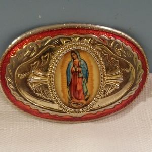 Large virgin Mary belt buckle